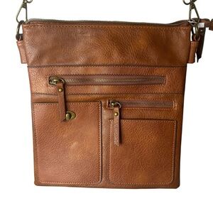 Stylish Brown Vegan Leather Crossbody Bag Adjustable Strap  NWT
